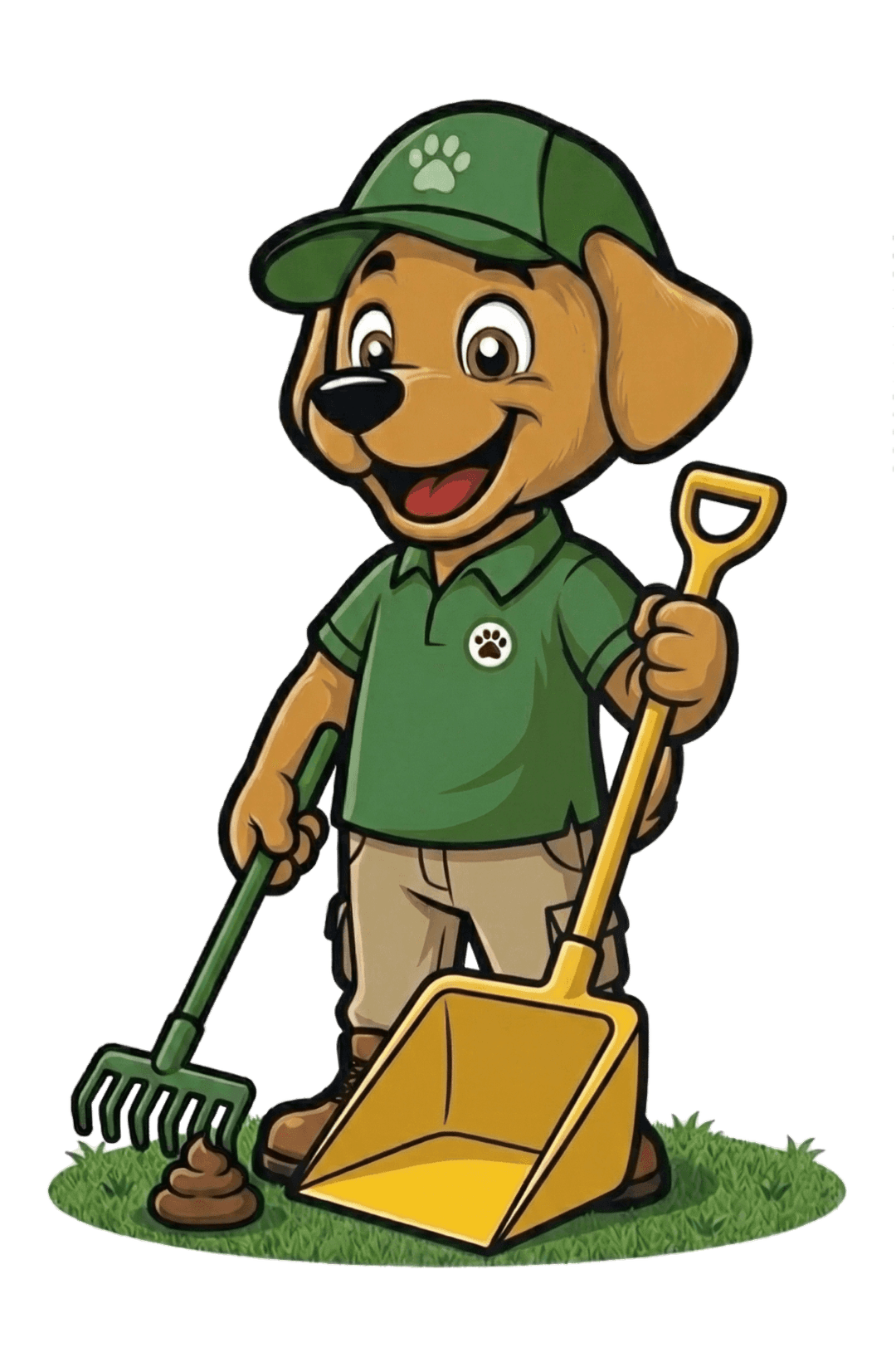 Two Scoop Dogg dogs holding scooping tools